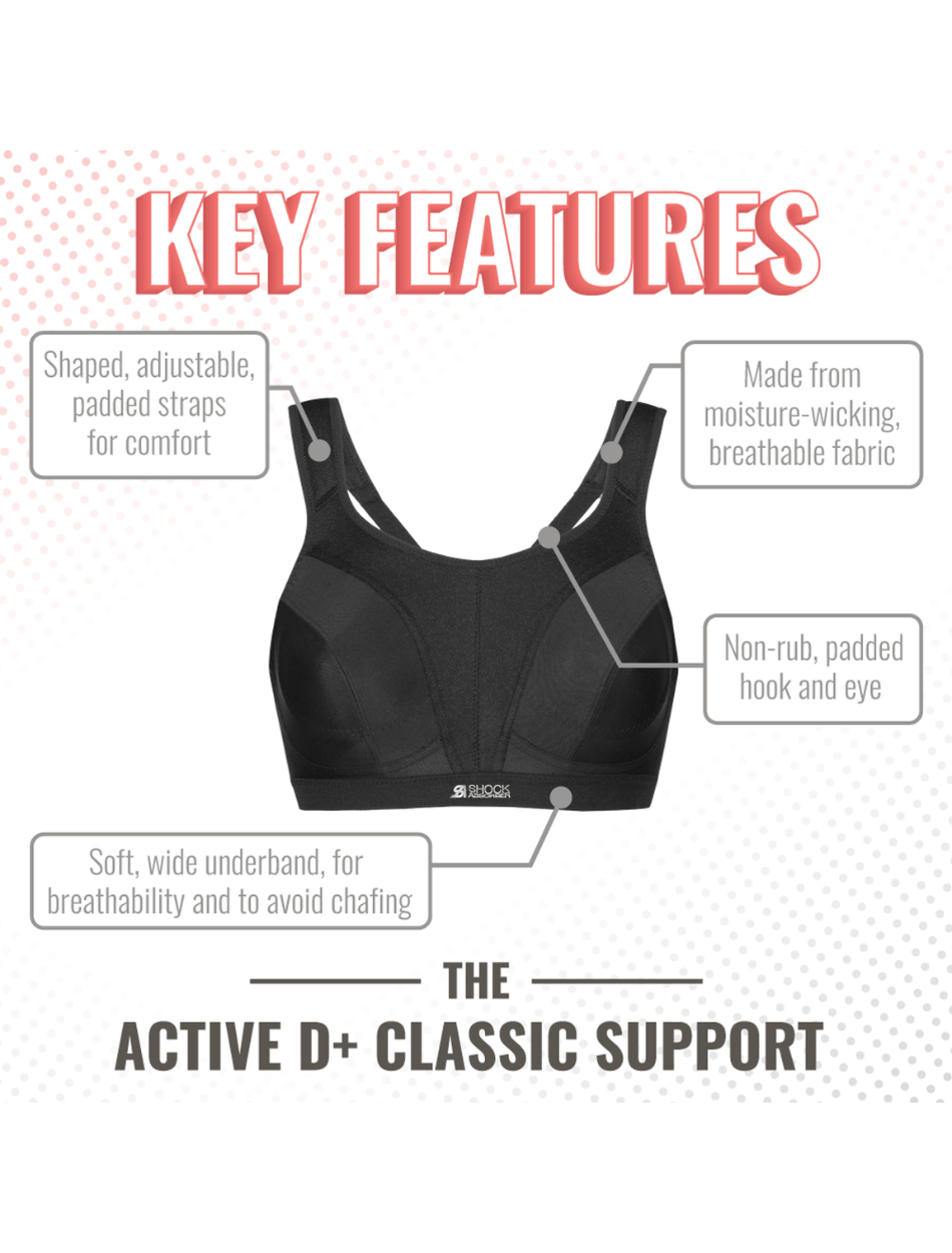 Shock Absorber D+ Max Support Sports Bra, Black High Impact Sports B Bras & Honey USA